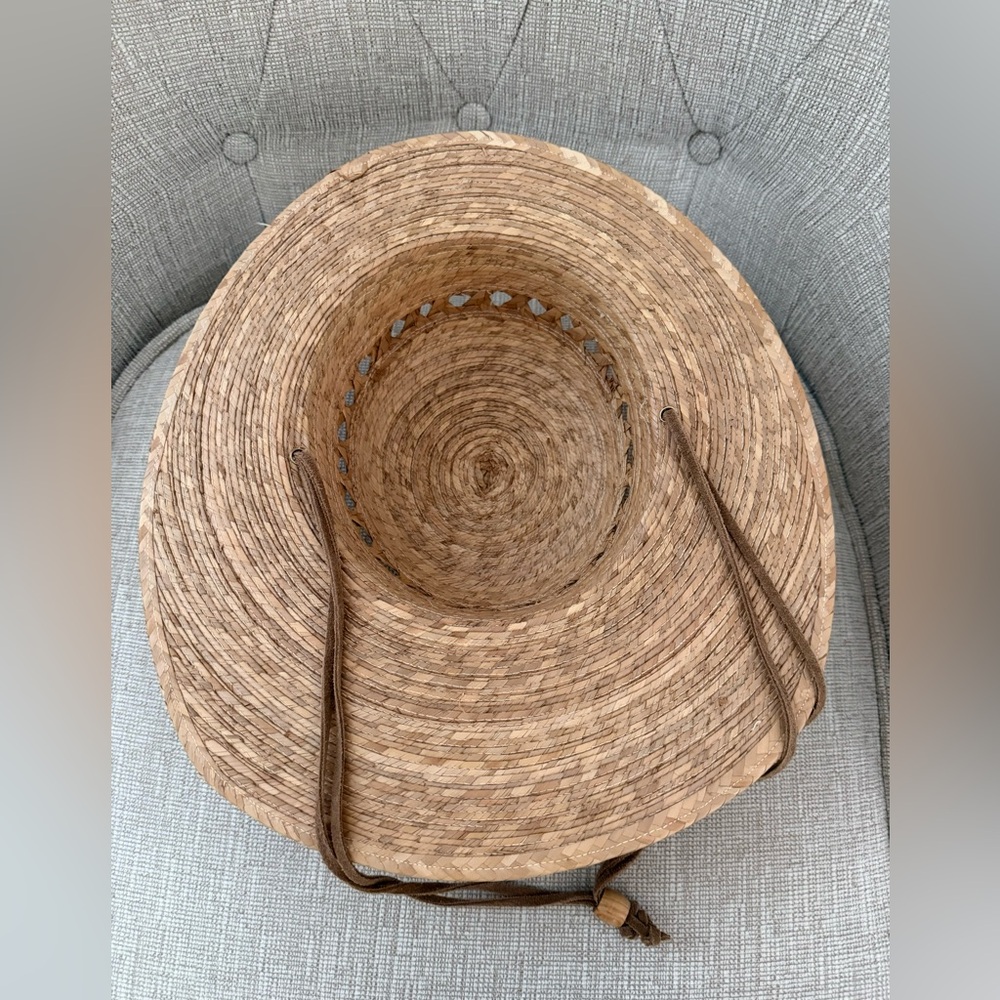 NWT Tula Hat Leather Visor Wide Brim Chin Strap Vented Hard Straw - Picture 5 of 8